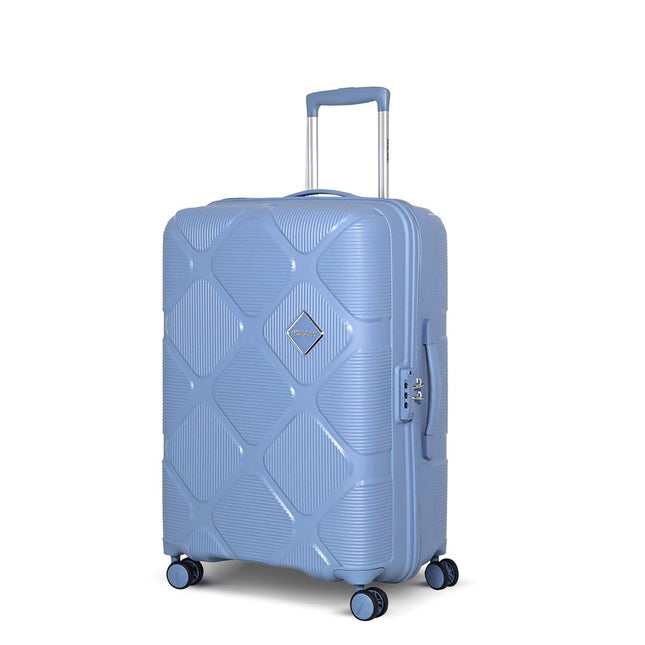 American Tourister Instavibe 79 CM Trolley Bag for Travel Large Polypropelene Suitcase with Mounted TSA Lock, Double Wheels, Flexi Packing Straps, and Side Hooks for Men & Women - Sky Blue 