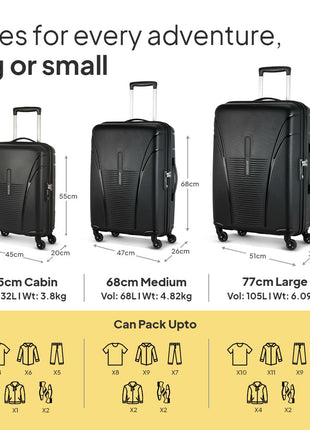 American Tourister Ivy Polypropylene 68 cms Black Hardsided Check-in Luggage (FO1 (0) 09 002) with TSA Lock 