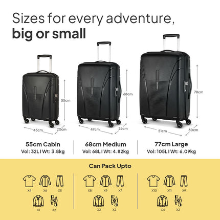 American Tourister Ivy Polypropylene 68 cms Black Hardsided Check-in Luggage (FO1 (0) 09 002) with TSA Lock 