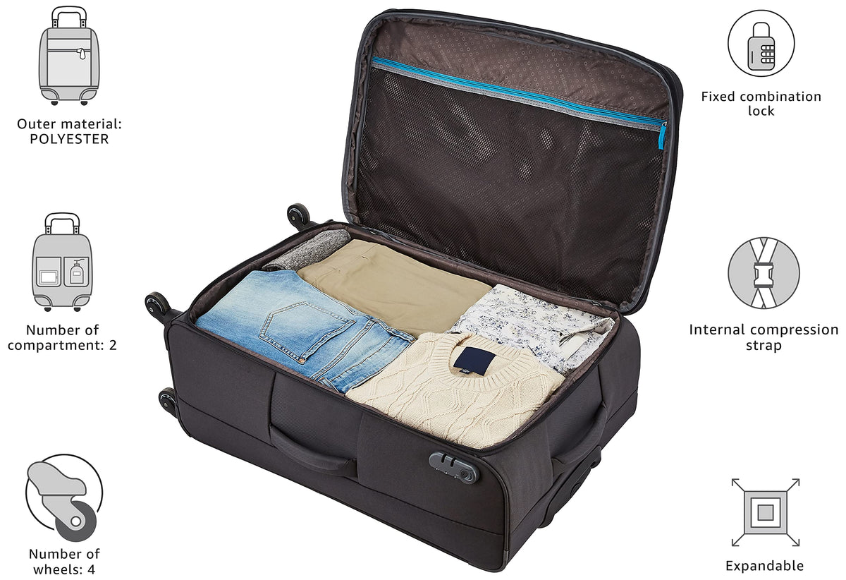 American Tourister Jamaica Polyester 80 cms Grey Softsided Suitcase (27O (0) 08 003) 