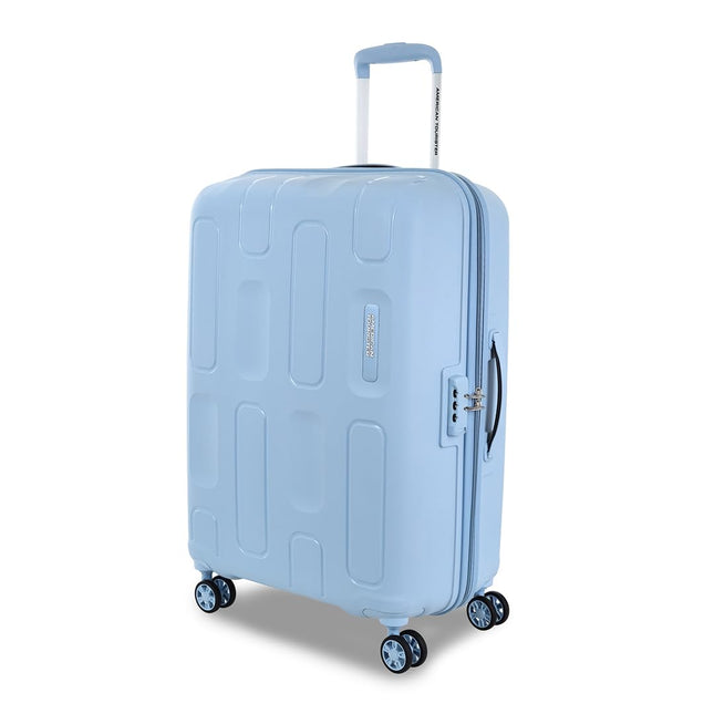 American Tourister Large Ivy 2.0-8 Wheel, 79 CM Hard PP Check-in Suitcase for Travel/Trolley Bag for Travel/Travel Bag with Combination Lock & Smooth Sliding Double Wheel - Blue Frog 