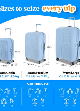American Tourister Large Ivy 2.0-8 Wheel, 79 CM Hard PP Check-in Suitcase for Travel/Trolley Bag for Travel/Travel Bag with Combination Lock & Smooth Sliding Double Wheel - Blue Frog 