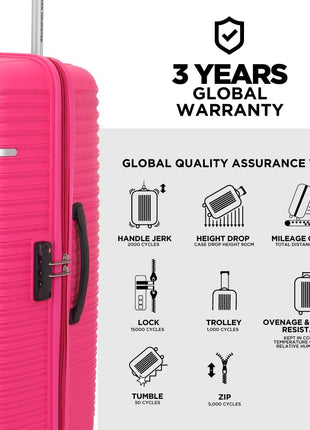 American Tourister Large PP Liftoff+ with TSA Lock & 8 Wheel, 79 CM Hard Check-in Suitcase for Travel/Trolley Bag with Double Wheel for Women & Men - Berry Blast, Pink 