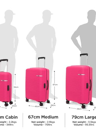American Tourister Large PP Liftoff+ with TSA Lock & 8 Wheel, 79 CM Hard Check-in Suitcase for Travel/Trolley Bag with Double Wheel for Women & Men - Berry Blast, Pink 