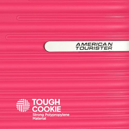 American Tourister Large PP Liftoff+ with TSA Lock & 8 Wheel, 79 CM Hard Check-in Suitcase for Travel/Trolley Bag with Double Wheel for Women & Men - Berry Blast, Pink 