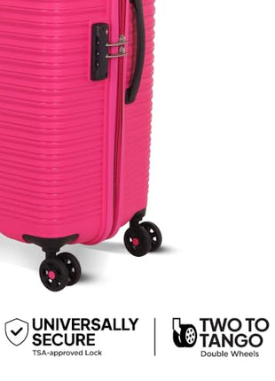 American Tourister Large PP Liftoff+ with TSA Lock & 8 Wheel, 79 CM Hard Check-in Suitcase for Travel/Trolley Bag with Double Wheel for Women & Men - Berry Blast, Pink 