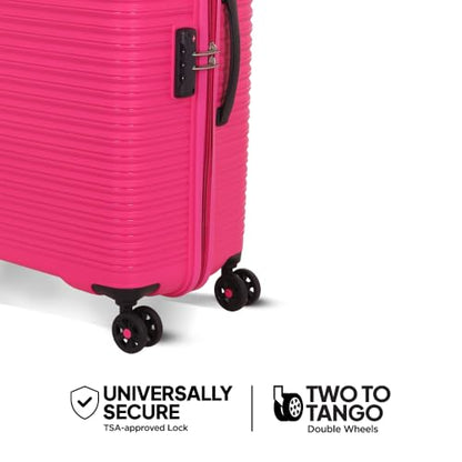 American Tourister Large PP Liftoff+ with TSA Lock & 8 Wheel, 79 CM Hard Check-in Suitcase for Travel/Trolley Bag with Double Wheel for Women & Men - Berry Blast, Pink 