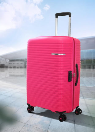 American Tourister Large PP Liftoff+ with TSA Lock & 8 Wheel, 79 CM Hard Check-in Suitcase for Travel/Trolley Bag with Double Wheel for Women & Men - Berry Blast, Pink 