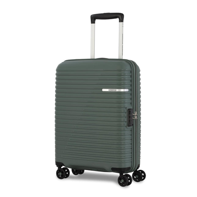 American Tourister Liftoff 55 CM Small Cabin Polypropylene (PP) Hard 8 Wheels Spinner Luggage/Suitcase/Trolley Bag for Travel (Olive) 