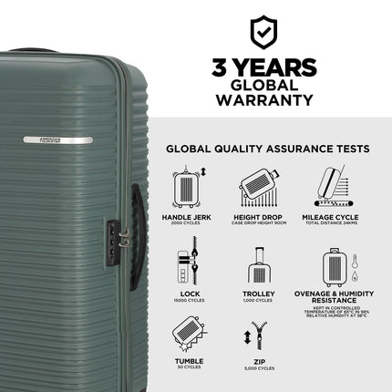 American Tourister Liftoff 55 CM Small Cabin Polypropylene (PP) Hard 8 Wheels Spinner Luggage/Suitcase/Trolley Bag for Travel (Olive) 