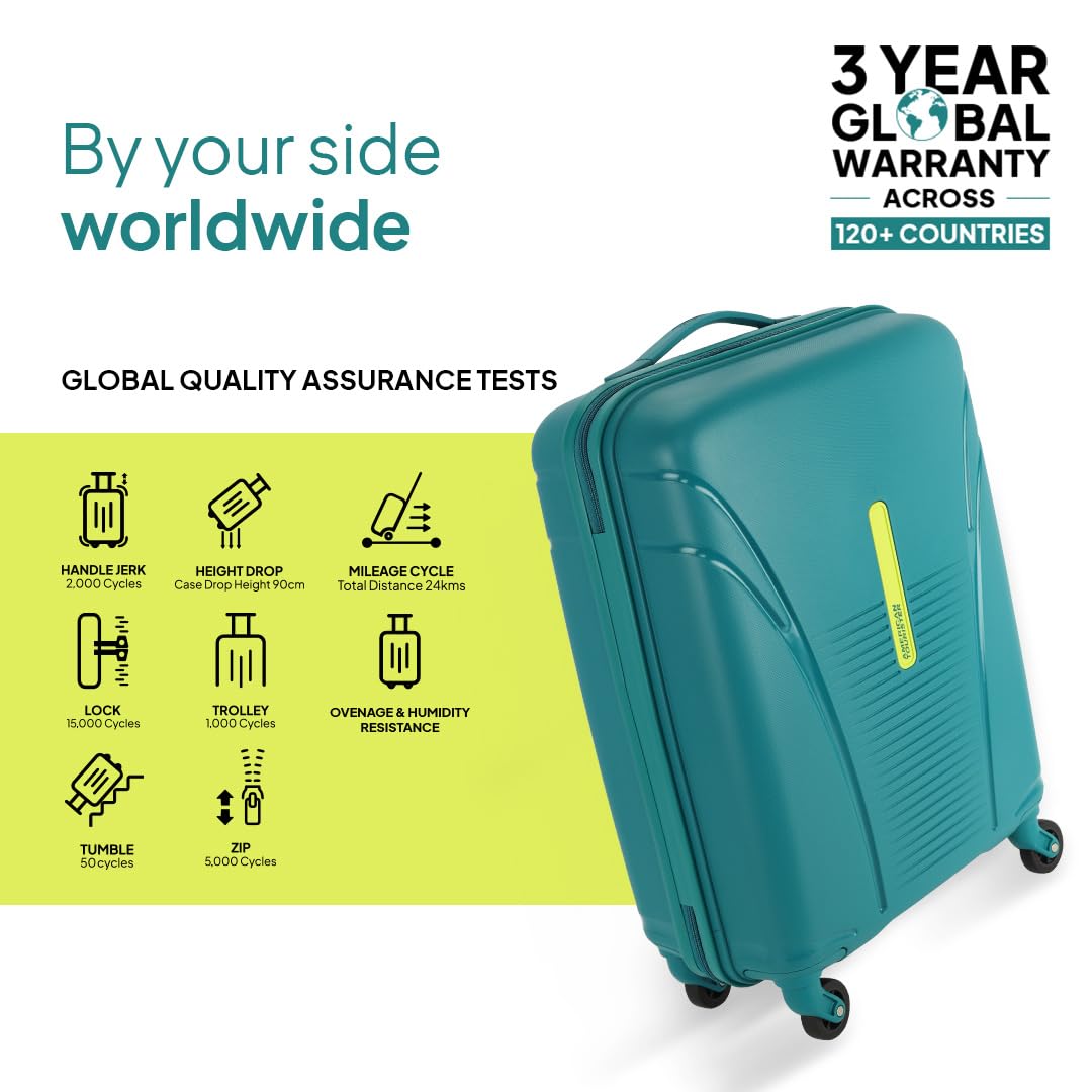 American Tourister Medium Ivy 68Cm Hardside Polypropylene 4 Wheel Spinner Check-in Suitcase with Recessed TSA Lock & Color-Matched Components for Women & Men - Spring Green 