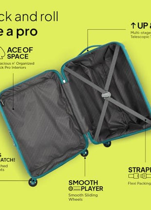 American Tourister Medium Ivy 68Cm Hardside Polypropylene 4 Wheel Spinner Check-in Suitcase with Recessed TSA Lock & Color-Matched Components for Women & Men - Spring Green 