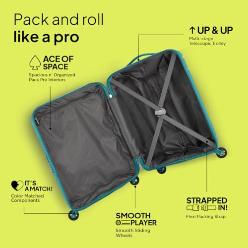 American Tourister Medium Ivy 68Cm Hardside Polypropylene 4 Wheel Spinner Check-in Suitcase with Recessed TSA Lock & Color-Matched Components for Women & Men - Spring Green 