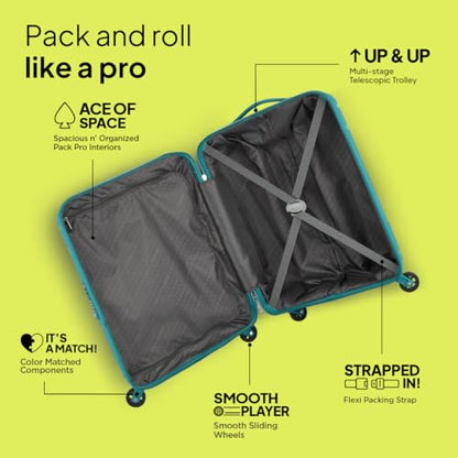 American Tourister Medium Ivy 68Cm Hardside Polypropylene 4 Wheel Spinner Check-in Suitcase with Recessed TSA Lock & Color-Matched Components for Women & Men - Spring Green 