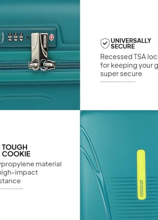 American Tourister Medium Ivy 68Cm Hardside Polypropylene 4 Wheel Spinner Check-in Suitcase with Recessed TSA Lock & Color-Matched Components for Women & Men - Spring Green 