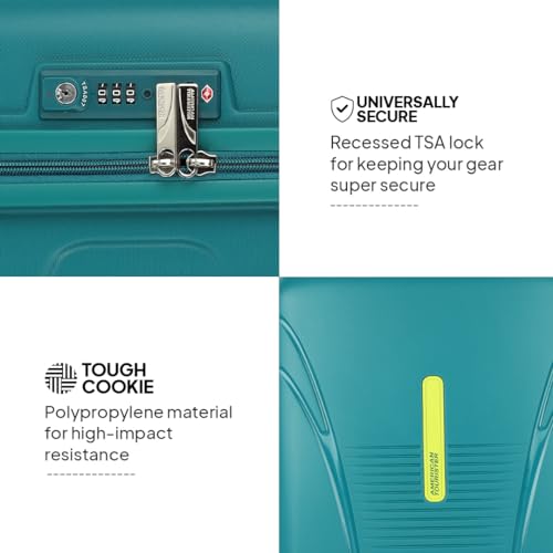 American Tourister Medium Ivy 68Cm Hardside Polypropylene 4 Wheel Spinner Check-in Suitcase with Recessed TSA Lock & Color-Matched Components for Women & Men - Spring Green 