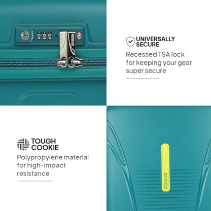 American Tourister Medium Ivy 68Cm Hardside Polypropylene 4 Wheel Spinner Check-in Suitcase with Recessed TSA Lock & Color-Matched Components for Women & Men - Spring Green 