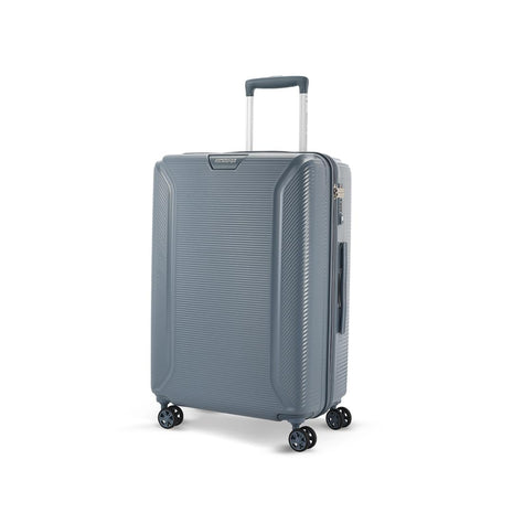 American Tourister Medium Robotech with TSA Lock & 8 Wheel, 67 CM Hard PC Check-in Suitcase for Travel/Trolley Bag for Travel/Travel Bag with Double Wheel for Women & Men - Cadet Blue 