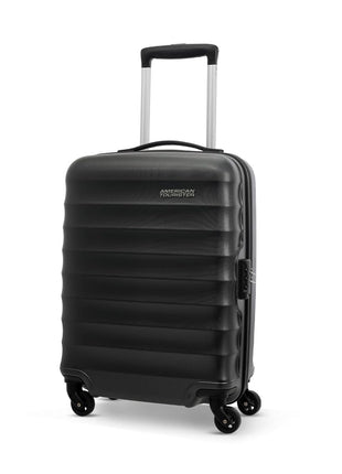 American Tourister Trolley Bag for Travel | Barcelona 55 Cms Polycarbonate Hardsided Small Cabin Luggage Bag | Suitcase for Travel | Trolley Bag for Travelling, Gunmetal, 4, Spinner 