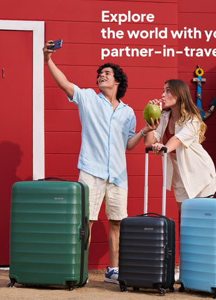 American Tourister Trolley Bag for Travel | Barcelona 55 Cms Polycarbonate Hardsided Small Cabin Luggage Bag | Suitcase for Travel | Trolley Bag for Travelling, Gunmetal, 4, Spinner 