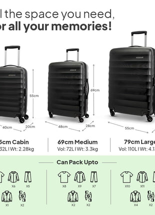 American Tourister Trolley Bag for Travel | Barcelona 55 Cms Polycarbonate Hardsided Small Cabin Luggage Bag | Suitcase for Travel | Trolley Bag for Travelling, Gunmetal, 4, Spinner 