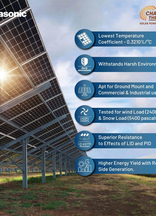 Anchor By Panasonic 550Watt Solar Panel, Non DCR Bifacial Half Cut 144 Cells, Mono-PERC Solar Module with Transparent Backsheet, 10BB, 25 Years Linear Performance Warranty (Pack of 2) 