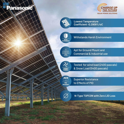 Anchor By Panasonic N-Type TOPCon 585Watt Solar Panel, Non DCR Half Cut 144 Cell, Dual Glass Bifacial Solar Module, 10BB, 30 Years Linear Performance Warranty (Pack of 2) 