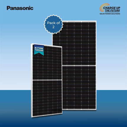 Anchor By Panasonic N-Type TOPCon 585Watt Solar Panel, Non DCR Half Cut 144 Cell, Dual Glass Bifacial Solar Module, 10BB, 30 Years Linear Performance Warranty (Pack of 2) 