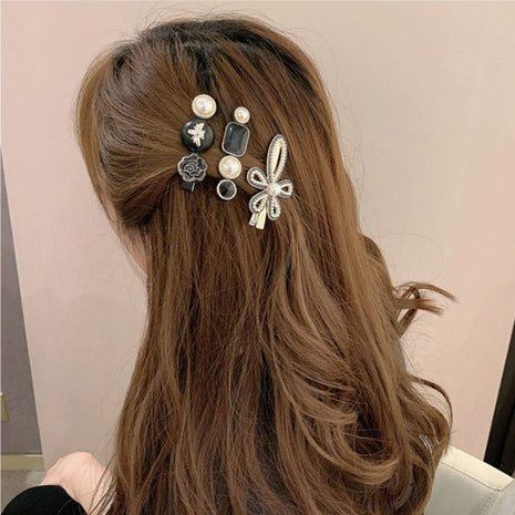 Annacreations 11 Pcs Korean Fashion Style Pearl Rhinestone Metal Hair Clips Hair Pin Stylish Hair Accessories Jewellery For Women's And Girls 