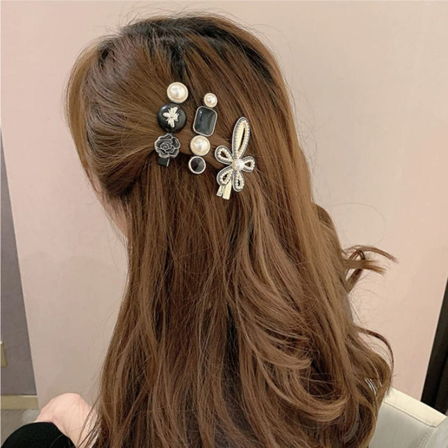 Annacreations 11 Pcs Korean Fashion Style Pearl Rhinestone Metal Hair Clips Hair Pin Stylish Hair Accessories Jewellery For Women's And Girls 