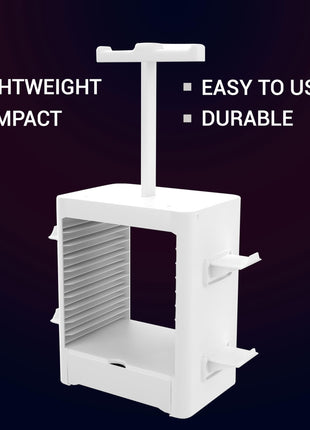 Ant Esports Multifunctional Universal Game Disc Storage Tower, Game Disk Rack Controller Holder Headset Stand Video Games Accessories organiser for PS4/5, Xbox One Xbox Series, Nintendo Switch – White 