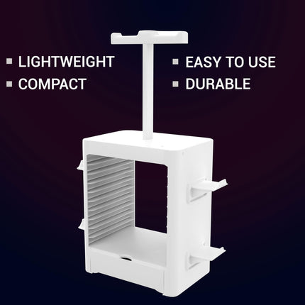 Ant Esports Multifunctional Universal Game Disc Storage Tower, Game Disk Rack Controller Holder Headset Stand Video Games Accessories organiser for PS4/5, Xbox One Xbox Series, Nintendo Switch – White 