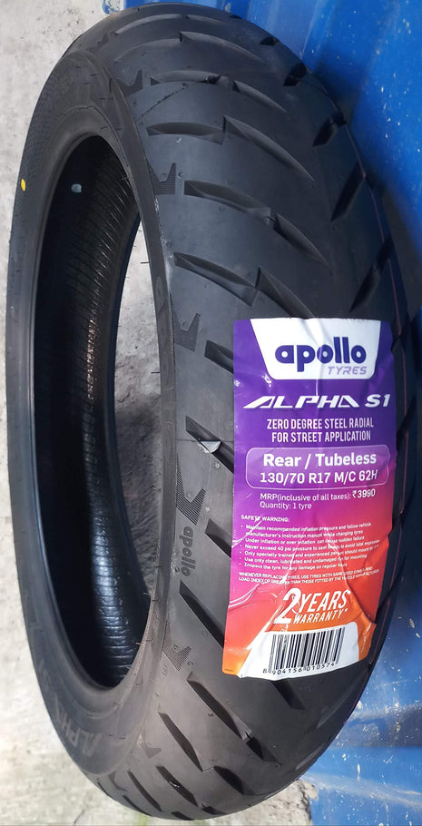 Apollo tyres Alpha S1 130/70% R17 62H Steel Belted Radial Tubeless Rear Tyre 