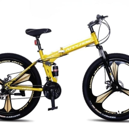 Appgrow 26T, Folding 21 Speed Gear Cycle, 17 Inches Frame Folding Bike for Unisex-Adults with Disc Brake and Dual Suspension Fork 