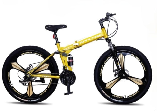 Appgrow 26T, Folding 21 Speed Gear Cycle, 17 Inches Frame Folding Bike for Unisex-Adults with Disc Brake and Dual Suspension Fork 