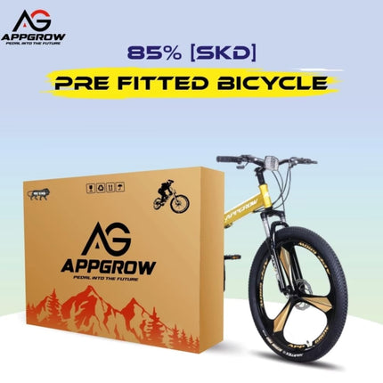 Appgrow 26T, Folding 21 Speed Gear Cycle, 17 Inches Frame Folding Bike for Unisex-Adults with Disc Brake and Dual Suspension Fork 