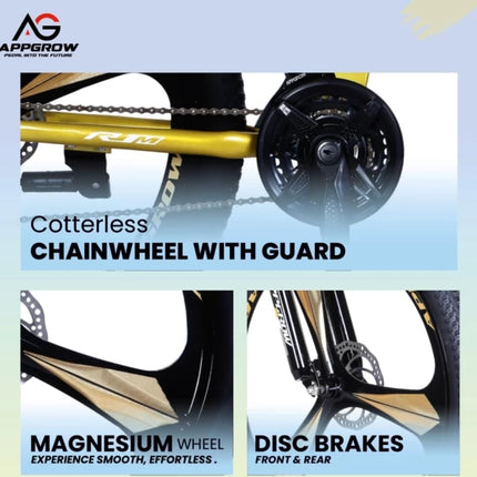 Appgrow 26T, Folding 21 Speed Gear Cycle, 17 Inches Frame Folding Bike for Unisex-Adults with Disc Brake and Dual Suspension Fork 