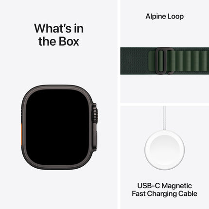 Apple Watch Ultra 2 [GPS + Cellular 49 mm] Smartwatch, Sports Watch with Black Titanium Case with Dark Green Alpine Loop - M. Fitness Tracker, Precision GPS, Action Button, Carbon Neutral 