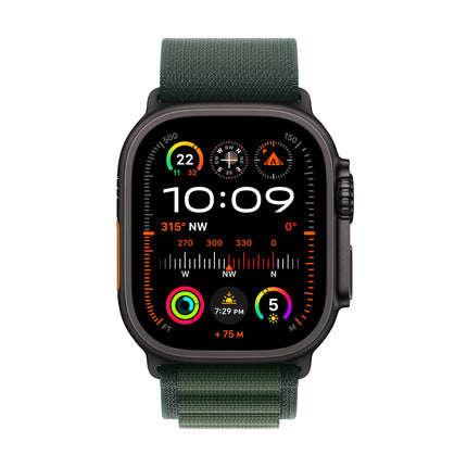 Apple Watch Ultra 2 [GPS + Cellular 49 mm] Smartwatch, Sports Watch with Black Titanium Case with Dark Green Alpine Loop - M. Fitness Tracker, Precision GPS, Action Button, Carbon Neutral 