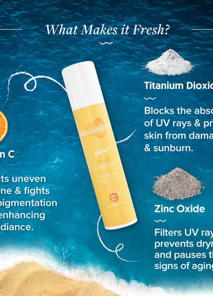 Aqualogica Glow+ Dewy Sunscreen SPF 50 PA++++ with Papaya & Vitamin C | For Dry, Sensitive, Oily & Combination Skin | UVA/B & Blue Light Protection | Fragrance-Free | For Men & Women | 50g 