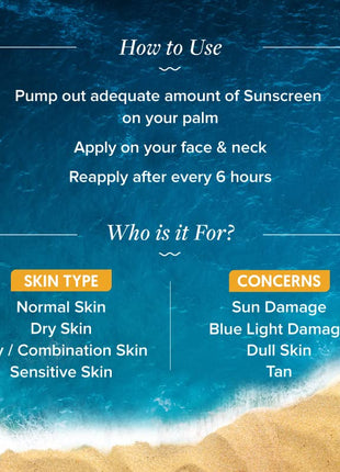 Aqualogica Glow+ Dewy Sunscreen SPF 50 PA++++ with Papaya & Vitamin C | For Dry, Sensitive, Oily & Combination Skin | UVA/B & Blue Light Protection | Fragrance-Free | For Men & Women | 50g 