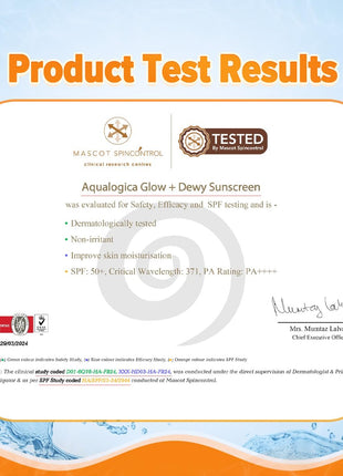 Aqualogica Glow+ Dewy Sunscreen SPF 50 PA++++ with Papaya & Vitamin C | For Dry, Sensitive, Oily & Combination Skin | UVA/B & Blue Light Protection | Fragrance-Free | For Men & Women | 50g 