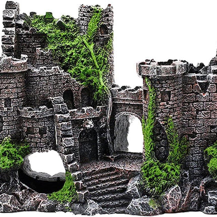Aquarium Decoration Resin Castle - Fish Tank Supplies Accessories, Eco-Friendly Fish Tank Aquarium Ornament for Natural Looking (L-7 W-2.3 H-5) 
