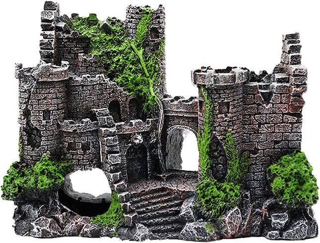 Aquarium Decoration Resin Castle - Fish Tank Supplies Accessories, Eco-Friendly Fish Tank Aquarium Ornament for Natural Looking (L-7 W-2.3 H-5) 