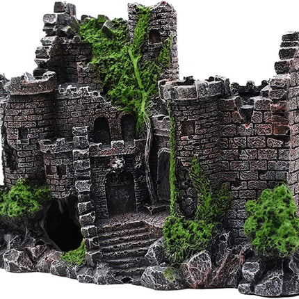 Aquarium Decoration Resin Castle - Fish Tank Supplies Accessories, Eco-Friendly Fish Tank Aquarium Ornament for Natural Looking (L-7 W-2.3 H-5) 