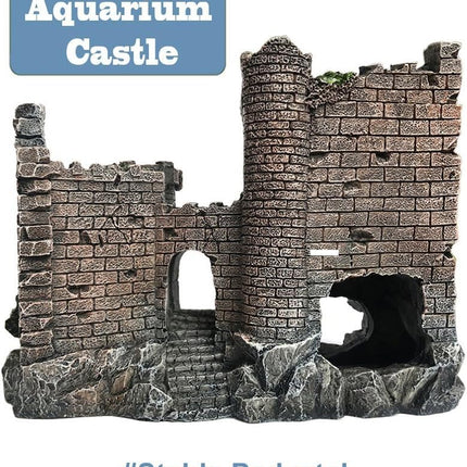 Aquarium Decoration Resin Castle - Fish Tank Supplies Accessories, Eco-Friendly Fish Tank Aquarium Ornament for Natural Looking (L-7 W-2.3 H-5) 
