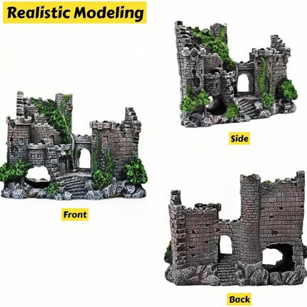 Aquarium Decoration Resin Castle - Fish Tank Supplies Accessories, Eco-Friendly Fish Tank Aquarium Ornament for Natural Looking (L-7 W-2.3 H-5) 