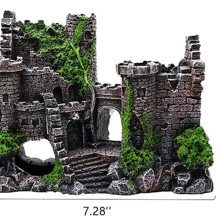 Aquarium Decoration Resin Castle - Fish Tank Supplies Accessories, Eco-Friendly Fish Tank Aquarium Ornament for Natural Looking (L-7 W-2.3 H-5) 
