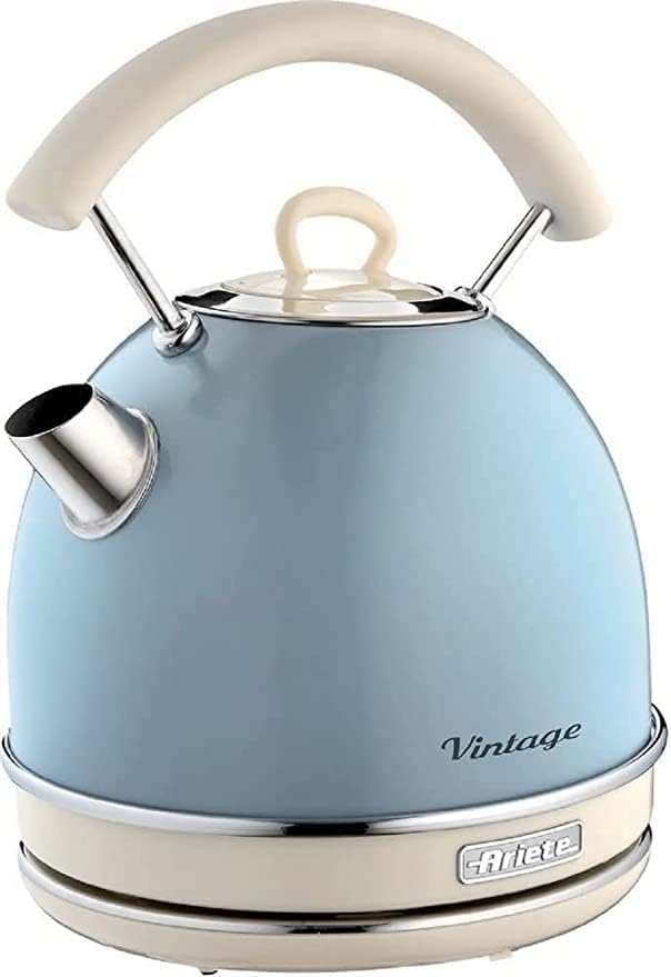 Ariete 2877 Vintage Electric Kettle, In Stainless Steel Painted In Light Blue Pastel Colour. For Water, Tea And Herbal Teas, 2000 Watts, 1.7 liter 