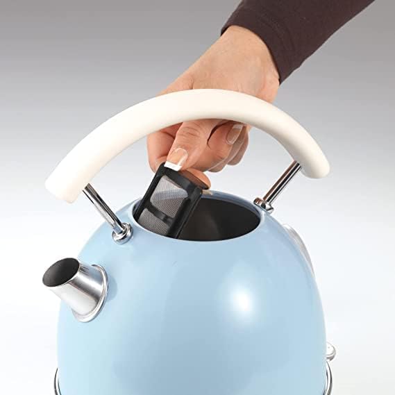 Ariete 2877 Vintage Electric Kettle, In Stainless Steel Painted In Light Blue Pastel Colour. For Water, Tea And Herbal Teas, 2000 Watts, 1.7 liter 